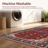 Ultra Soft Area Rug, Non Slip, Stain Resistant, Washable Area Rugs for Living Room, Bedroom, Contemporary Striped Textured Design(Red)