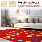 Ultra Soft Area Rug, Non Slip, Stain Resistant, Washable Area Rugs for Living Room, Bedroom, Lively Shape Exploration Canvas(Red)