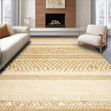 Ultra Soft Area Rug, Non Slip, Stain Resistant, Washable Area Rugs for Living Room, Bedroom, Rustic Tan Trellis Design Element(Beige)