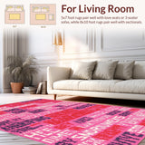 Ultra Soft Area Rug, Non Slip, Stain Resistant, Washable Area Rugs for Living Room, Bedroom, Bold Whimsical Script Design(Pink)