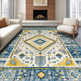 Ultra Soft Area Rug, Non Slip, Stain Resistant, Washable Area Rugs for Living Room, Bedroom, Contemporary Vibrant Tribal Motif(Blue)