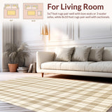 Ultra Soft Area Rug, Non Slip, Stain Resistant, Washable Area Rugs for Living Room, Bedroom, Heritage Beige Checker Area Eclectic Retro Geometric Design(Beige)