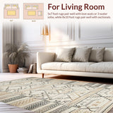 Ultra Soft Area Rug, Non Slip, Stain Resistant, Washable Area Rugs for Living Room, Bedroom, Chic Neutral Toned Diamond Motif(Beige)