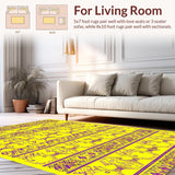 Ultra Soft Area Rug, Non Slip, Stain Resistant, Washable Area Rugs for Living Room, Bedroom, Rustic Earth Tone Festivity Theme(Yellow)