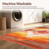Ultra Soft Area Rug, Non Slip, Stain Resistant, Washable Area Rugs for Living Room, Bedroom, Unique Modern Distressed Aesthetic(Orange)