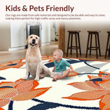 Ultra Soft Area Rug, Non Slip, Stain Resistant, Washable Area Rugs for Living Room, Bedroom, Vibrant Botanical Leaf Arrangement(Orange)