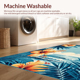 Ultra Soft Area Rug, Non Slip, Stain Resistant, Washable Area Rugs for Living Room, Bedroom, Exotic Botanical Graphic Design(Orange)