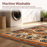 Ultra Soft Area Rug, Non Slip, Stain Resistant, Washable Area Rugs for Living Room, Bedroom, Stylish Cozy Southwestern Vibe(Orange)