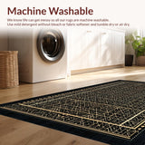 Ultra Soft Area Rug, Non Slip, Stain Resistant, Washable Area Rugs for Living Room, Bedroom, Sleek Black and White Pattern(Black)