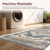 Ultra Soft Area Rug, Non Slip, Stain Resistant, Washable Area Rugs for Living Room, Bedroom, Contemporary Ethnic Geometric Fusion(Gray)
