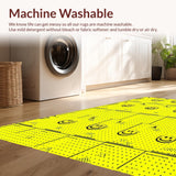 Ultra Soft Area Rug, Non Slip, Stain Resistant, Washable Area Rugs for Living Room, Bedroom, Vibrant Retro Face Artwork(Yellow)