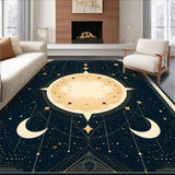Ultra Soft Area Rug, Non Slip, Stain Resistant, Washable Area Rugs for Living Room, Bedroom, Chic Geometric Cosmic Composition(Gold)