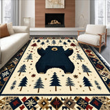 Ultra Soft Area Rug, Non Slip, Stain Resistant, Washable Area Rugs for Living Room, Bedroom, Non-Skid Cabin Bathroom Christmas Bear Decor Rug(Beige)