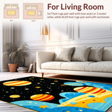 Ultra Soft Area Rug, Non Slip, Stain Resistant, Washable Area Rugs for Living Room, Bedroom, Vibrant Galactic Educational Artistry(Red)
