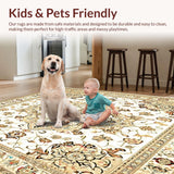 Ultra Soft Area Rug, Non Slip, Stain Resistant, Washable Area Rugs for Living Room, Bedroom, Boho Medallion Area Showcasing Ornate Centerpiece and Muted Earth Palette(Beige)