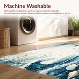 Ultra Soft Area Rug, Non Slip, Stain Resistant, Washable Area Rugs for Living Room, Bedroom, Farmhouse Printed With Charming Coastal Inspired Motifs(Blue)