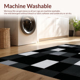 Ultra Soft Area Rug, Non Slip, Stain Resistant, Washable Area Rugs for Living Room, Bedroom, Rustic Monochrome Checkered Aesthetic(Gray)
