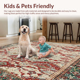 Ultra Soft Area Rug, Non Slip, Stain Resistant, Washable Area Rugs for Living Room, Bedroom, Boho Chic Area Low Pile Abstract Print(Red)
