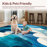 Ultra Soft Area Rug, Non Slip, Stain Resistant, Washable Area Rugs for Living Room, Bedroom, Oceanic Swirl Vision Area Rug Contemporary Beach Theme Funky Floor Covering(Blue)