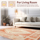 Ultra Soft Area Rug, Non Slip, Stain Resistant, Washable Area Rugs for Living Room, Bedroom, Boho Chic Area Geometric for Easy Cleaning(Orange)