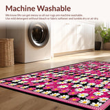 Ultra Soft Area Rug, Non Slip, Stain Resistant, Washable Area Rugs for Living Room, Bedroom, Whimsical Daisy Patterned Design(Pink)