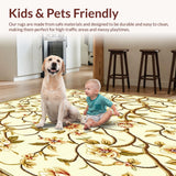 Ultra Soft Area Rug, Non Slip, Stain Resistant, Washable Area Rugs for Living Room, Bedroom, Floral Trellis Accent Beige Entryway Indoor Decor(Ivory)