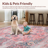 Ultra Soft Area Rug, Non Slip, Stain Resistant, Washable Area Rugs for Living Room, Bedroom, Trendy Textured Pink Motif(Pink)