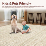 Ultra Soft Area Rug, Non Slip, Stain Resistant, Washable Area Rugs for Living Room, Bedroom, Rustic Neutral Toned Diamond Design(Beige)