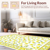 Ultra Soft Area Rug, Non Slip, Stain Resistant, Washable Area Rugs for Living Room, Bedroom, Trendy Grey and Yellow Fusion(Yellow)