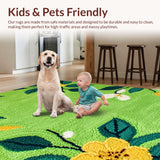 Ultra Soft Area Rug, Non Slip, Stain Resistant, Washable Area Rugs for Living Room, Bedroom, Artistic Mushroom L-Shaped Washable Kitchen Decor(Green)