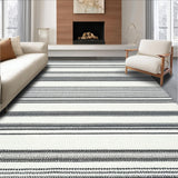 Ultra Soft Area Rug, Non Slip, Stain Resistant, Washable Area Rugs for Living Room, Bedroom, Black & White Hand-Woven Doormat Rug(Black)