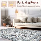 Ultra Soft Area Rug, Non Slip, Stain Resistant, Washable Area Rugs for Living Room, Bedroom, Rustic Vintage Tiled Pattern(White)