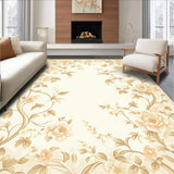 Ultra Soft Area Rug, Non Slip, Stain Resistant, Washable Area Rugs for Living Room, Bedroom, Creamy Beige Featuring Elegant Vintage Floral Motifs with Non Slip Backing(Beige)