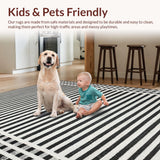 Ultra Soft Area Rug, Non Slip, Stain Resistant, Washable Area Rugs for Living Room, Bedroom, Minimalist Dual Tone Stripe With Handcrafted Layered Lines(Black)