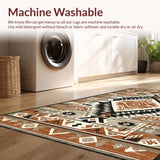 Ultra Soft Area Rug, Non Slip, Stain Resistant, Washable Area Rugs for Living Room, Bedroom, Tribal Textured Earthy Palette(Brown)