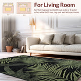 Ultra Soft Area Rug, Non Slip, Stain Resistant, Washable Area Rugs for Living Room, Bedroom, Tropical Monochrome Floral Elegance(Black)