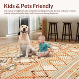 Ultra Soft Area Rug, Non Slip, Stain Resistant, Washable Area Rugs for Living Room, Bedroom, Vibrant Abstract Woven Texture(Orange)