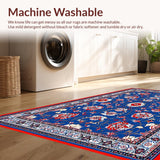 Ultra Soft Area Rug, Non Slip, Stain Resistant, Washable Area Rugs for Living Room, Bedroom, Rustic Geometric Colorful Palette(Blue)