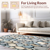 Ultra Soft Area Rug, Non Slip, Stain Resistant, Washable Area Rugs for Living Room, Bedroom, Modern Area with Pebble Stone Aesthetic in Elegant Neutral Shades(Gray)