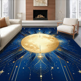 Ultra Soft Area Rug, Non Slip, Stain Resistant, Washable Area Rugs for Living Room, Bedroom, Radiant Solar Lunar Fusion Art(Gold)