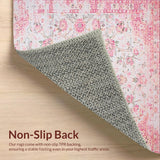 Ultra Soft Area Rug, Non Slip, Stain Resistant, Washable Area Rugs for Living Room, Bedroom, Chic Textured Geometric Design(Pink)
