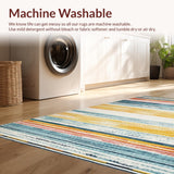 Ultra Soft Area Rug, Non Slip, Stain Resistant, Washable Area Rugs for Living Room, Bedroom, Artistic Multicolor Striped Weave(Yellow)