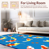 Ultra Soft Area Rug, Non Slip, Stain Resistant, Washable Area Rugs for Living Room, Bedroom, Vivid Marine Animal Aesthetic(Blue)