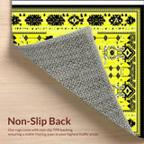 Ultra Soft Area Rug, Non Slip, Stain Resistant, Washable Area Rugs for Living Room, Bedroom, Elegant Geometric Black and Cream(Yellow)