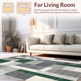 Ultra Soft Area Rug, Non Slip, Stain Resistant, Washable Area Rugs for Living Room, Bedroom, Contemporary Abstract Green Palette(Gray)