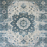 Ultra Soft Area Rug, Non Slip, Stain Resistant, Washable Area Rugs for Living Room, Bedroom, Contemporary Gray Geometric Design(Blue)