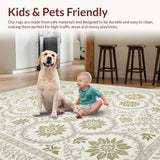 Ultra Soft Area Rug, Non Slip, Stain Resistant, Washable Area Rugs for Living Room, Bedroom, Vintage Distressed Living Room Area Rug Machine Washable(Beige)