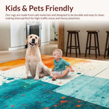 Ultra Soft Area Rug, Non Slip, Stain Resistant, Washable Area Rugs for Living Room, Bedroom, Eclectic Aqua and Coral Pattern(Orange)