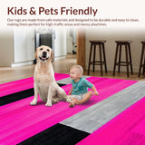 Ultra Soft Area Rug, Non Slip, Stain Resistant, Washable Area Rugs for Living Room, Bedroom, Eye-Catching Urban Geometric Vibe(Pink)