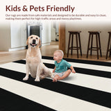 Ultra Soft Area Rug, Non Slip, Stain Resistant, Washable Area Rugs for Living Room, Bedroom, KaHouen Striped Pattern Rug(Black)
